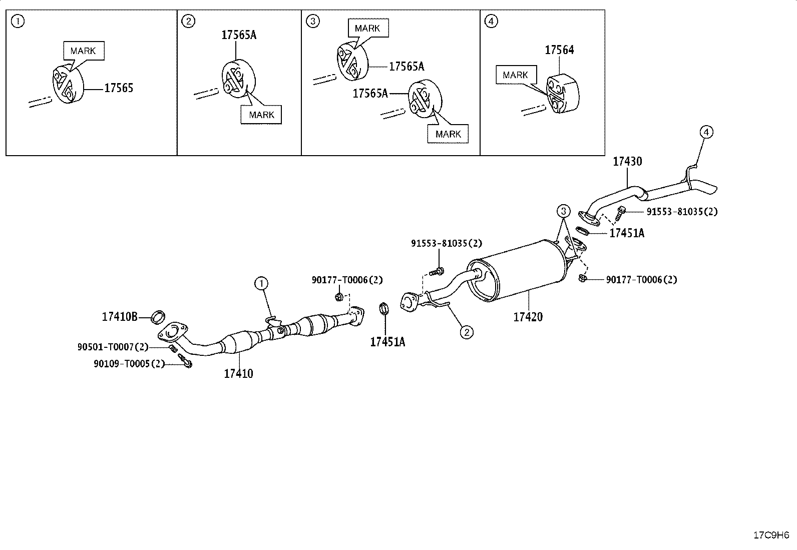 17572-0E080 BRACKET, EXHAUST PIPE SUPPORT, NO.2 product image