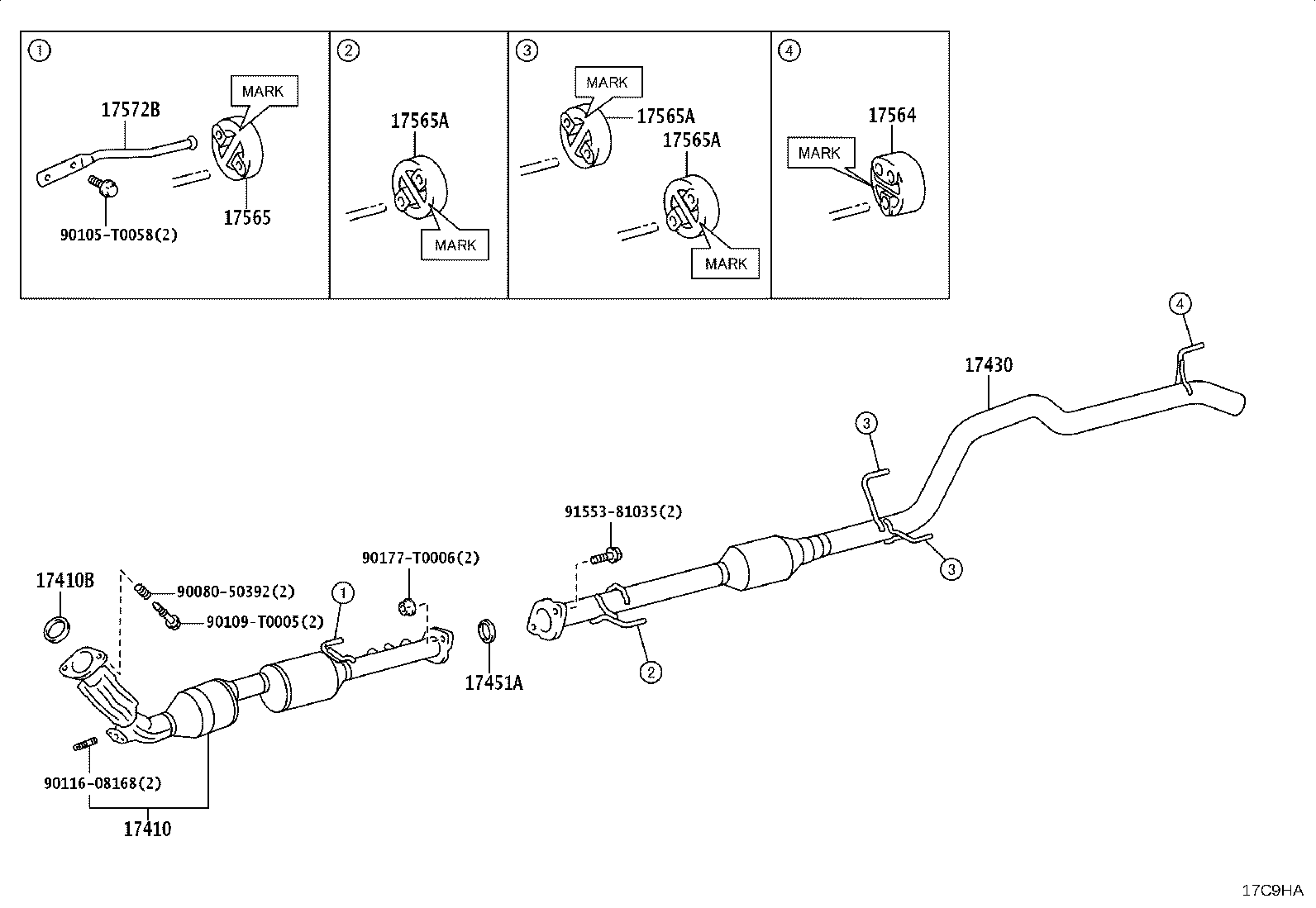 17571-05060 BRACKET, EXHAUST PIPE NO.1 SUPPORT product image