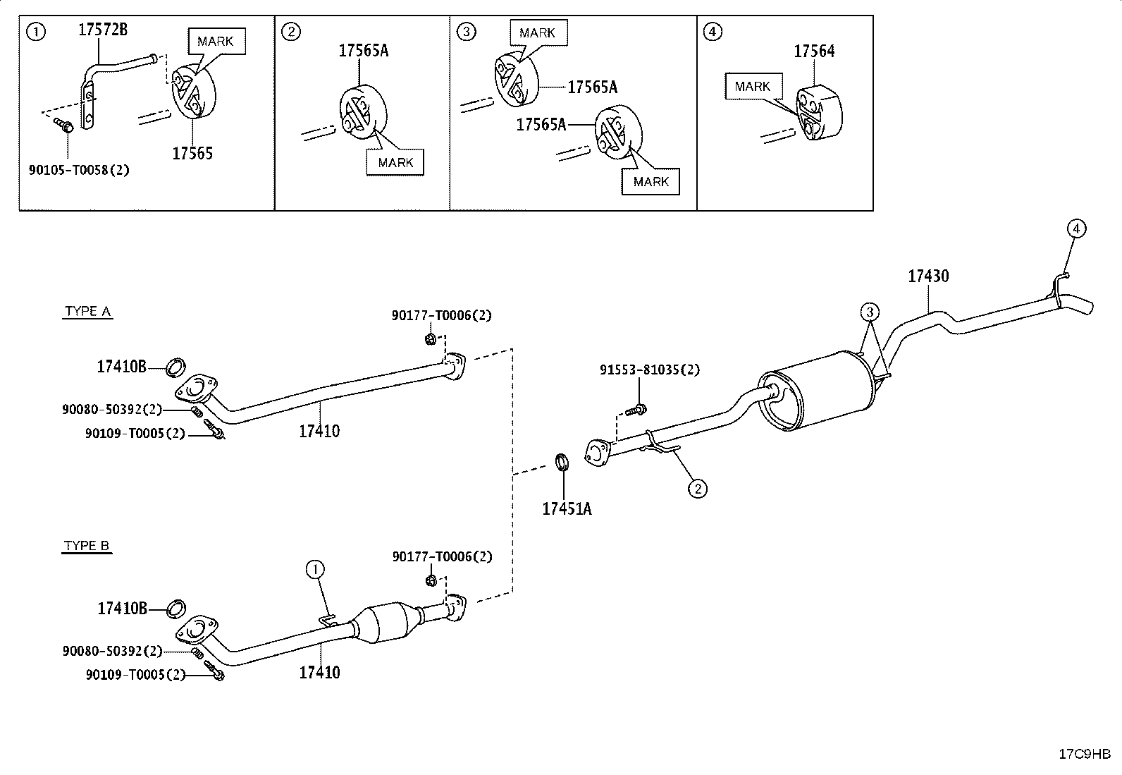 17571-05060 BRACKET, EXHAUST PIPE NO.1 SUPPORT product image