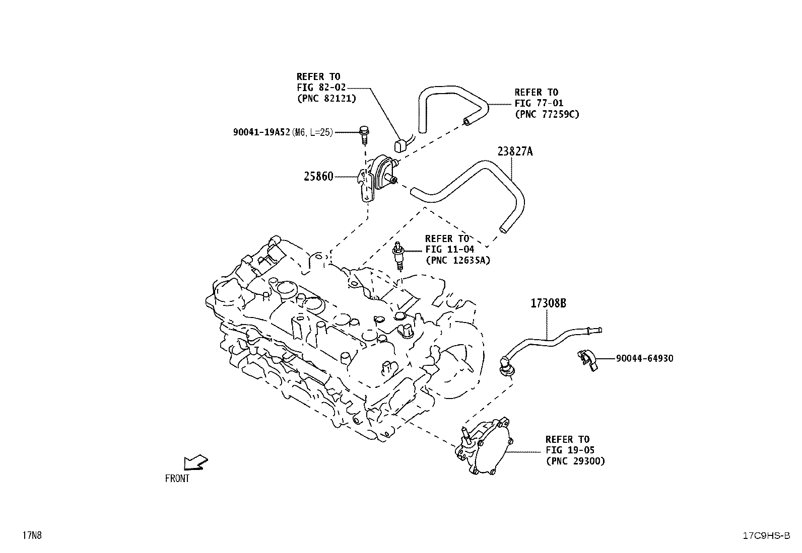 17308-B0010 HOSE SUB-ASSY, VACUUM product image