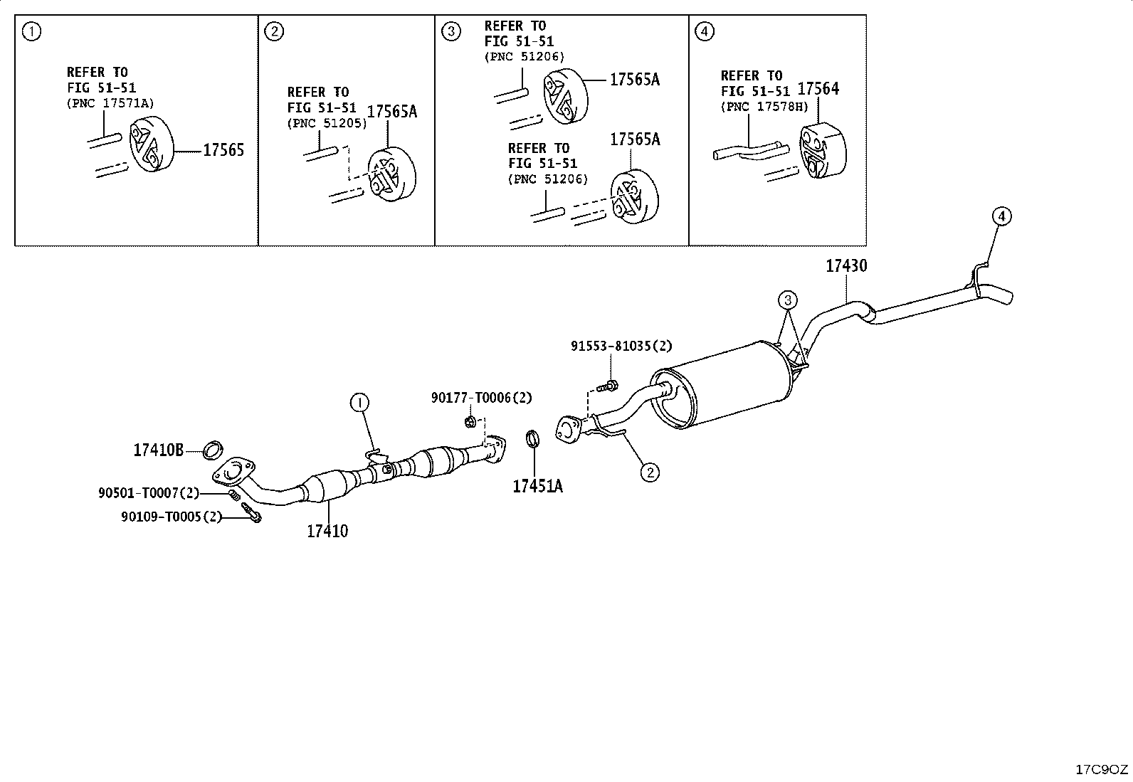 17410-0E290 PIPE ASSY, EXHAUST, FRONT product image