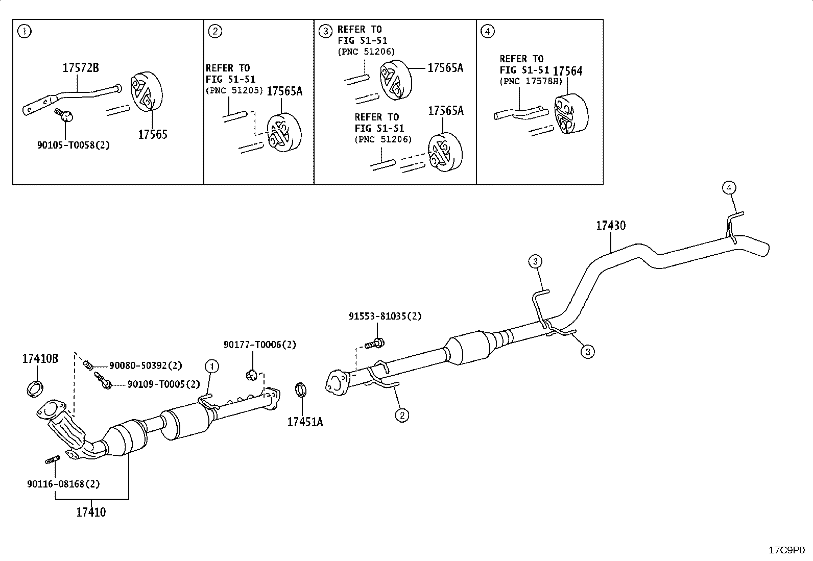 17410-0E290 PIPE ASSY, EXHAUST, FRONT product image
