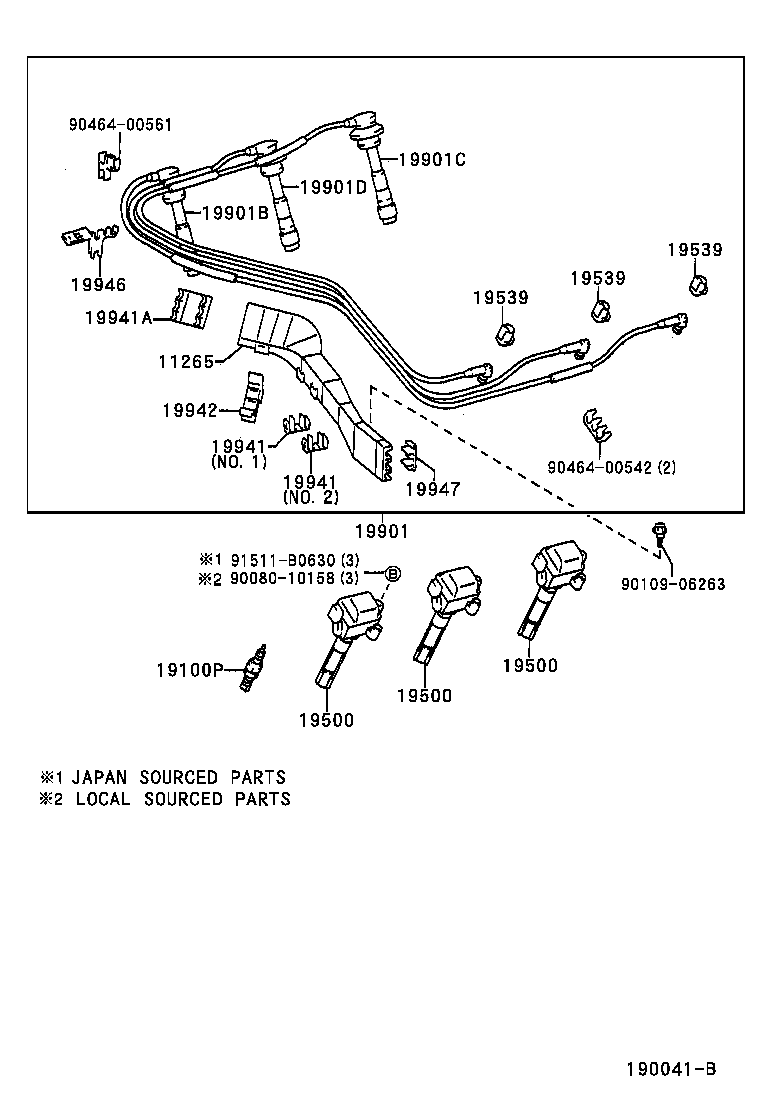 90080-91111 CORD, SPARK PLUG RESISTIVE, NO.1 product image