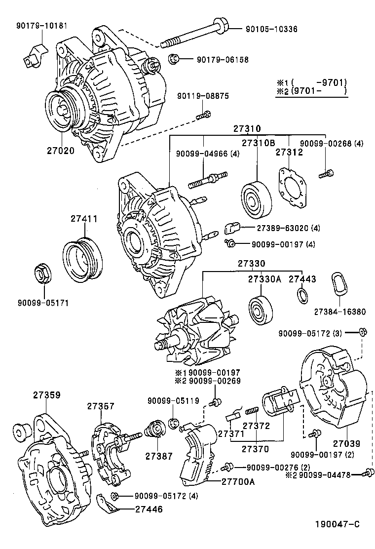 Toyota 27357-74380 HOLDER, ALTERNATOR, W/RECTIFIER