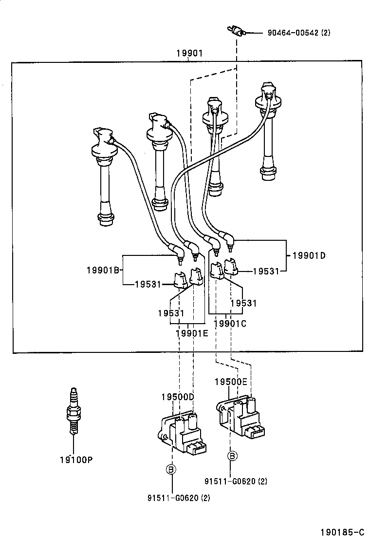 90919-15481 CORD, SPARK PLUG RESISTIVE, NO.4 product image