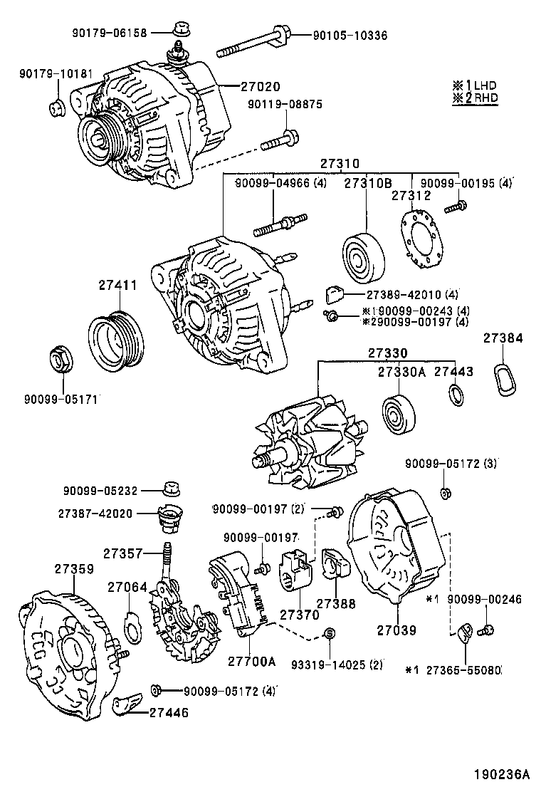 27060-15050 ALTERNATOR ASSY product image