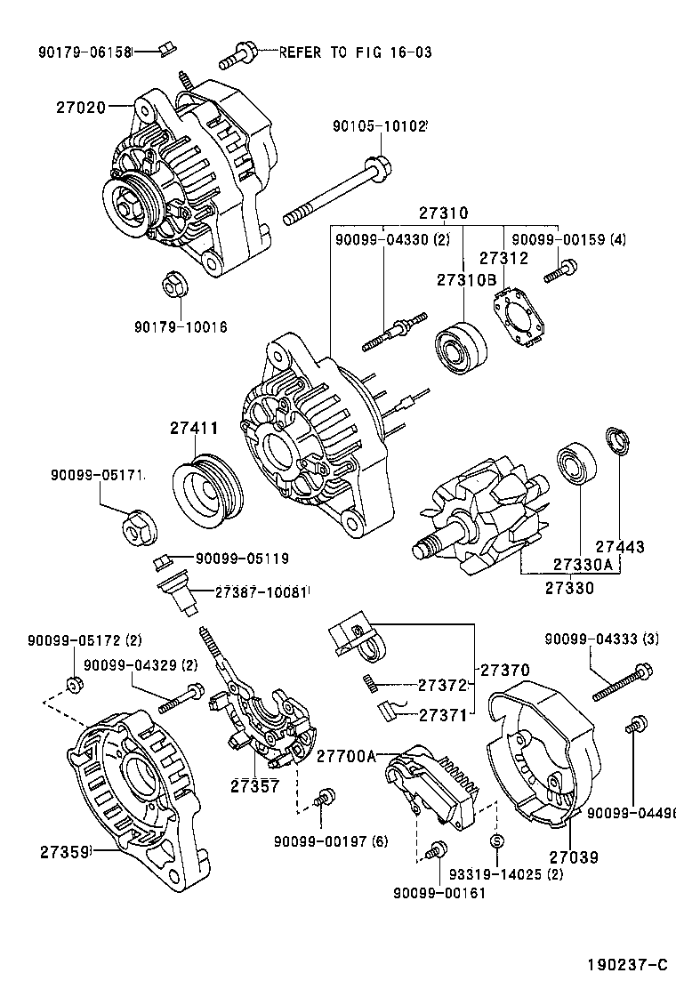 27060-15050 ALTERNATOR ASSY product image