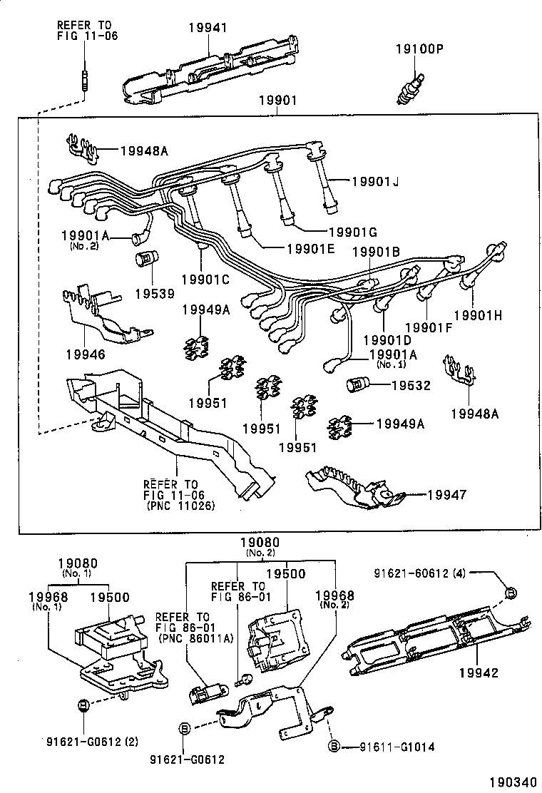 90919-21596 CORD SET, COIL & SPARK, W/RESISTIVE product image