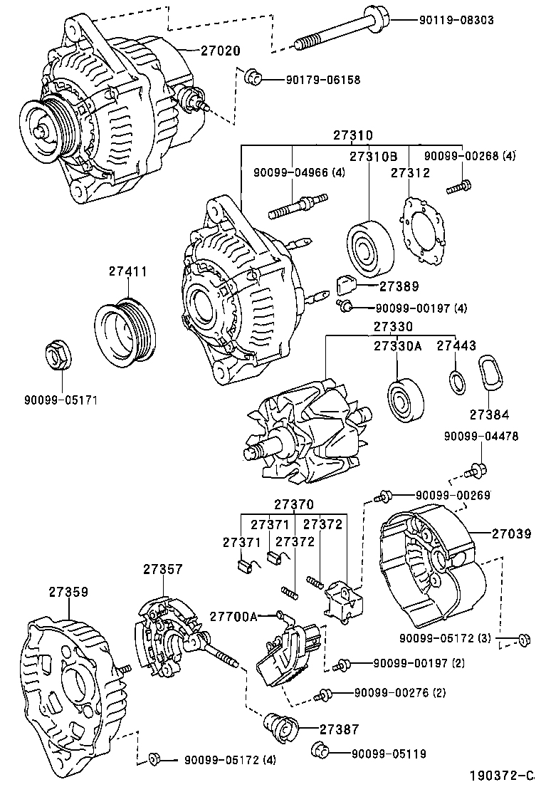 27060-16420 ALTERNATOR ASSY product image