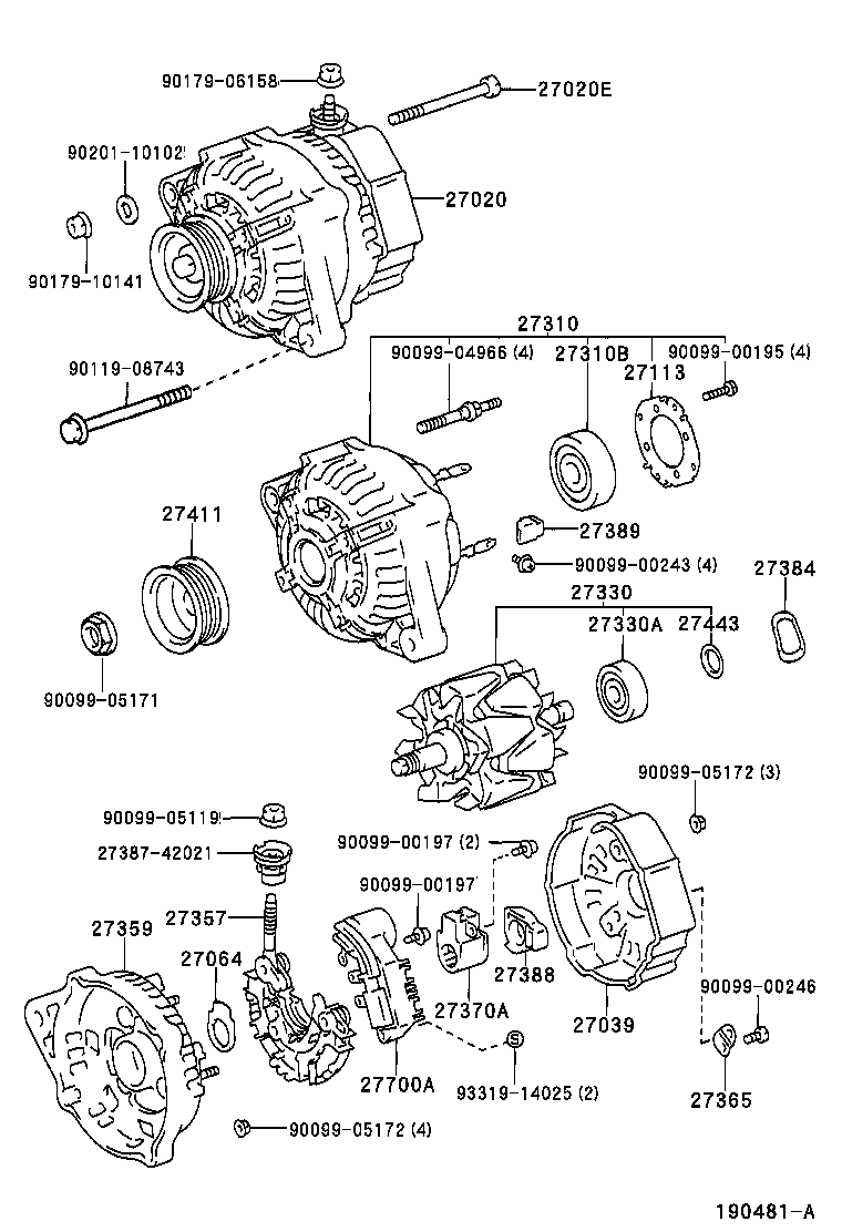 27060-70460 ALTERNATOR ASSY product image