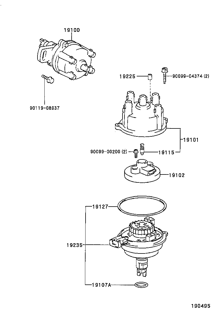 19115-88280 PIECE, DISTRIBUTOR CAP, CENTER product image