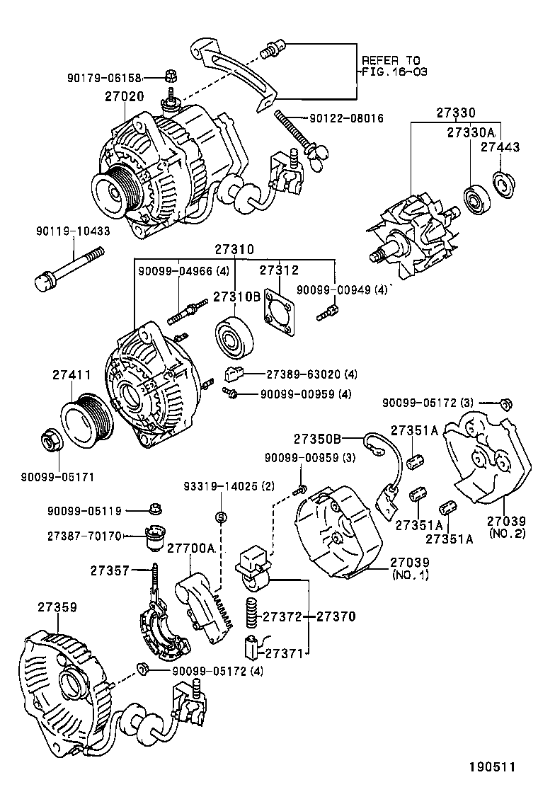 27310-43052 FRAME ASSY, DRIVE END, ALTERNATOR product image