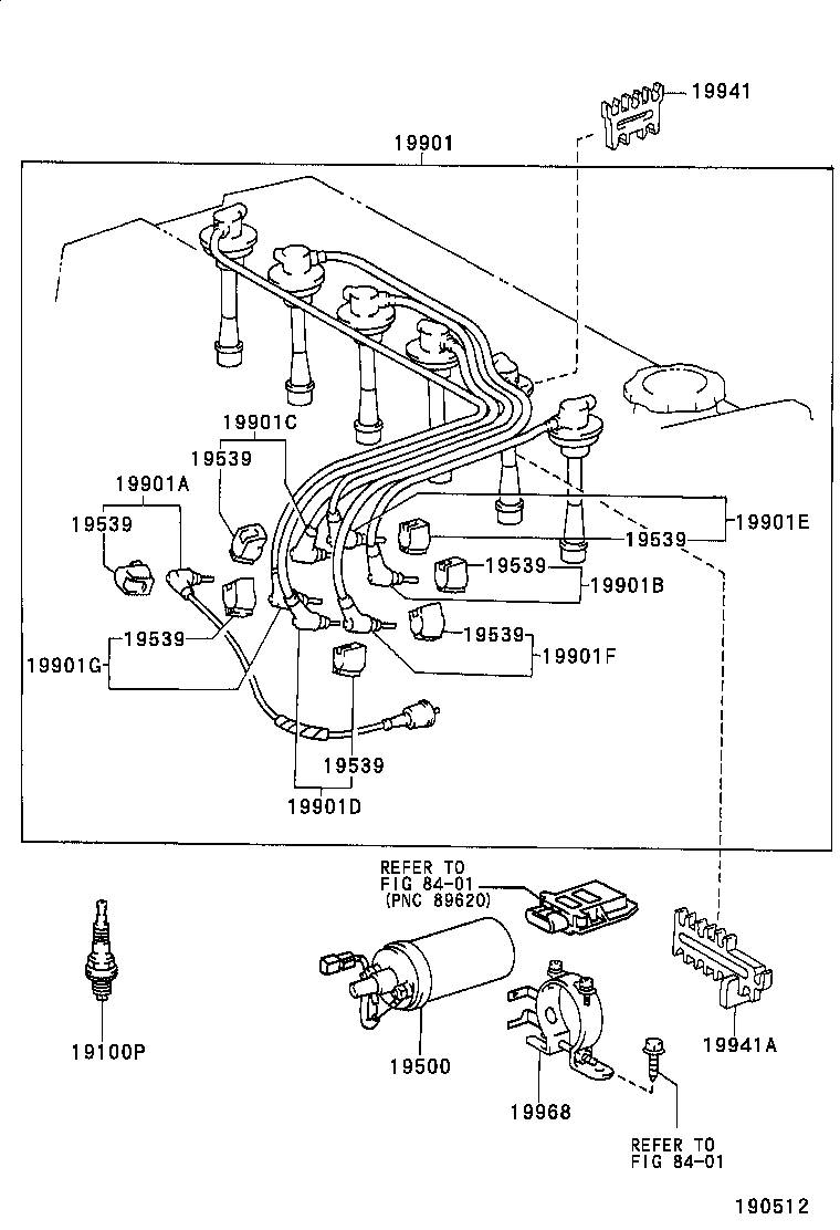 90919-21596 CORD SET, COIL & SPARK, W/RESISTIVE product image
