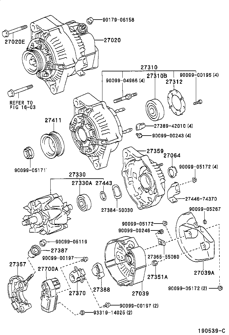 27310-16440 FRAME ASSY, DRIVE END, ALTERNATOR product image