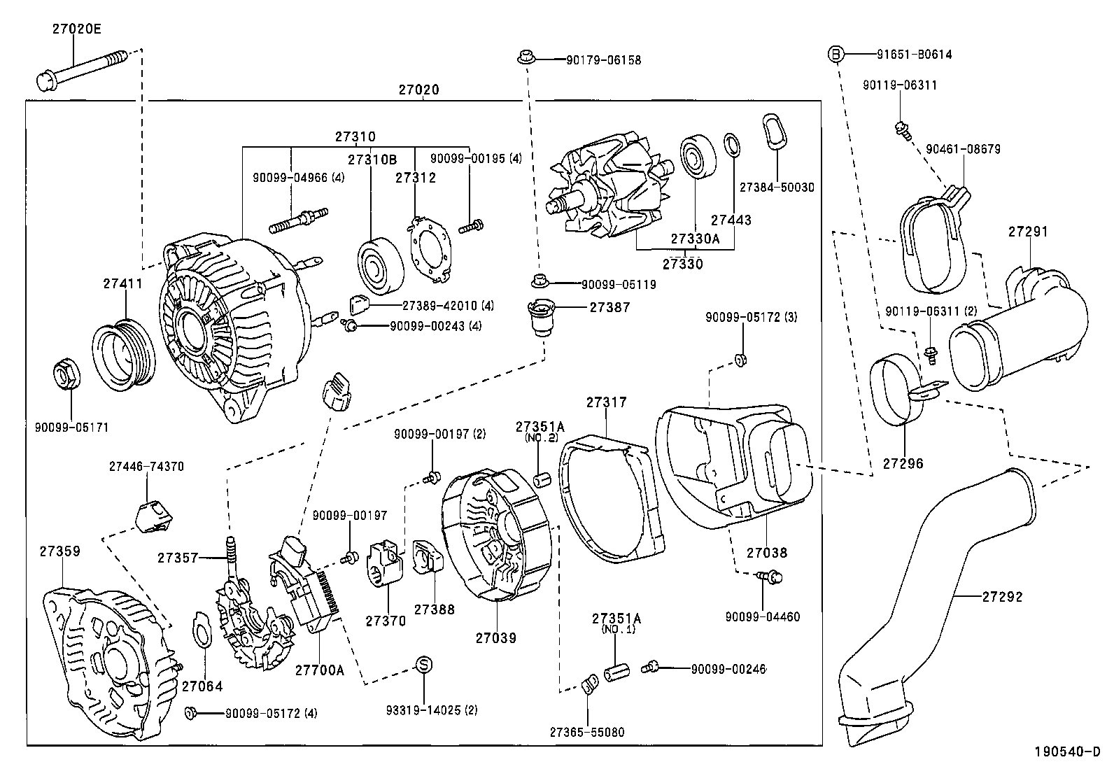 27310-16440 FRAME ASSY, DRIVE END, ALTERNATOR product image