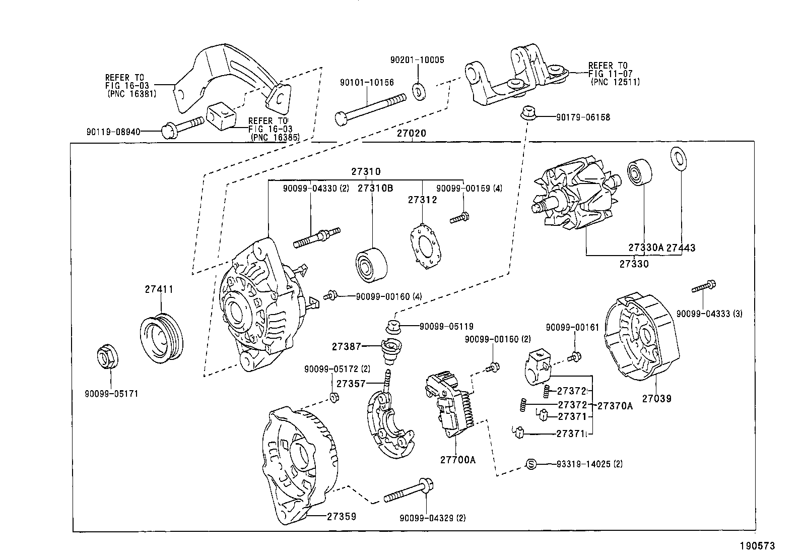 27310-54440 FRAME ASSY, DRIVE END, ALTERNATOR product image