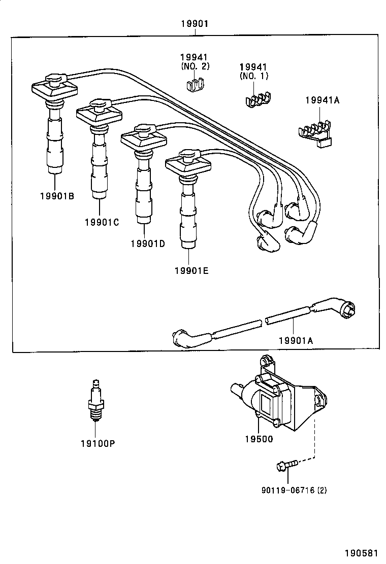 90080-91129 CORD, SPARK PLUG RESISTIVE, NO.4 product image