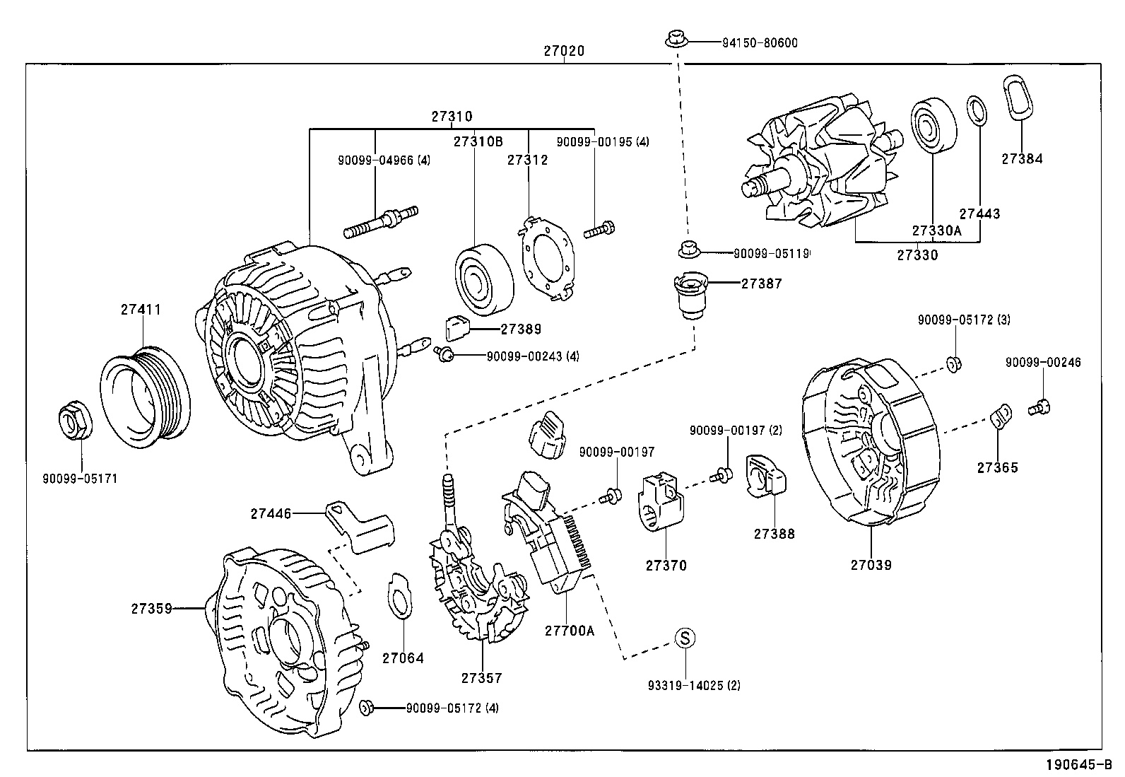 Toyota 27357-17080 HOLDER, ALTERNATOR, W/RECTIFIER