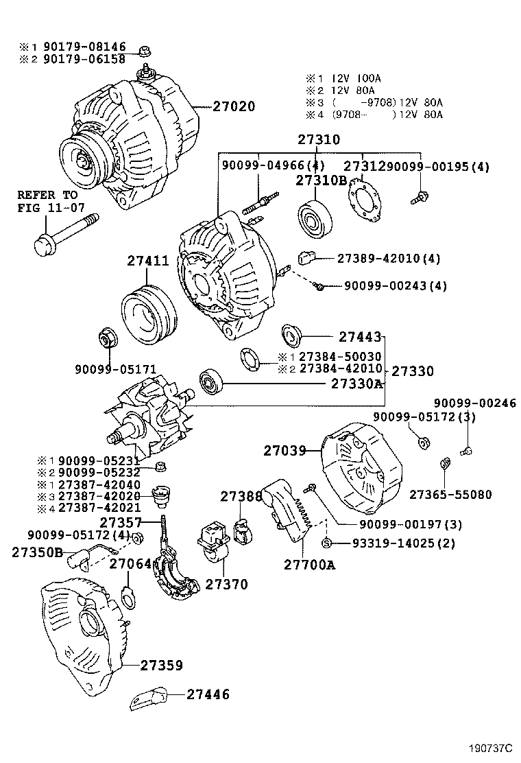 27060-66020 ALTERNATOR ASSY product image