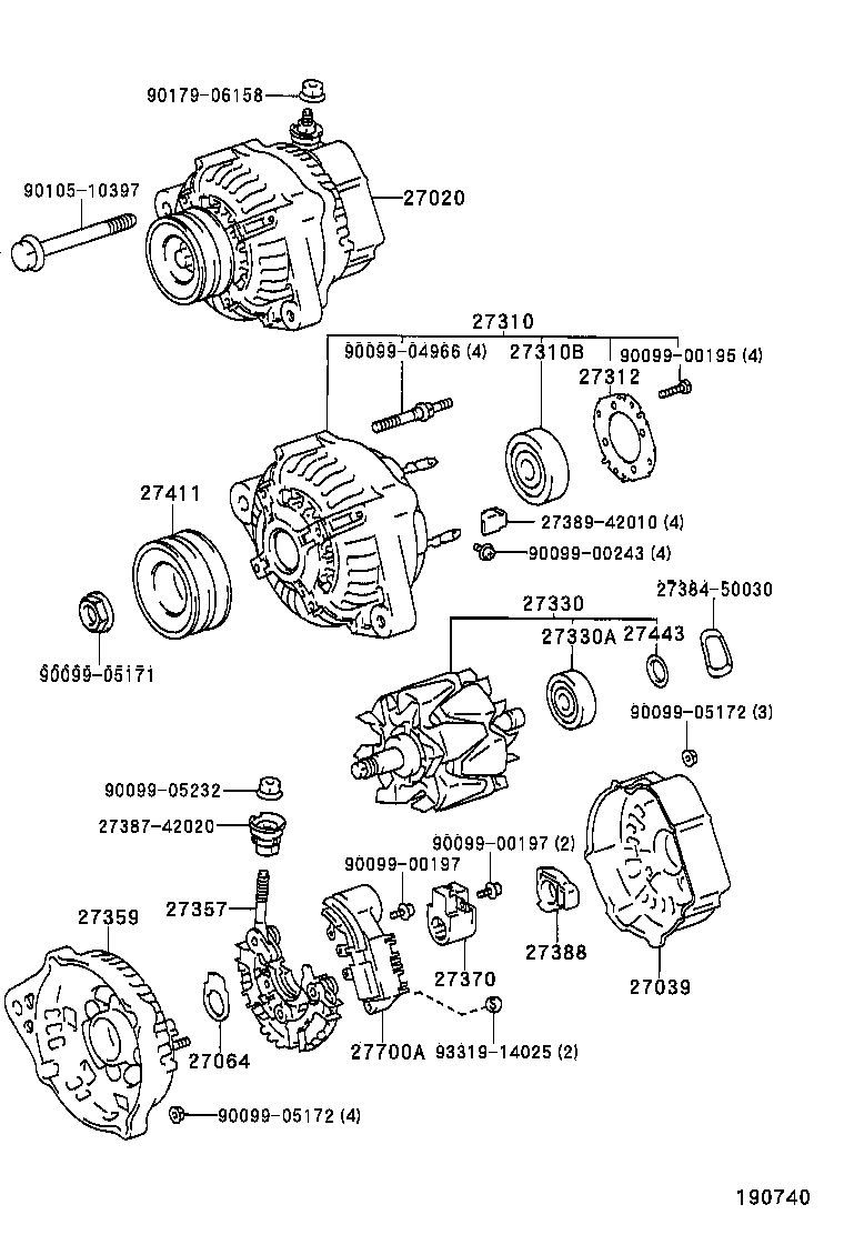 27060-66020 ALTERNATOR ASSY product image