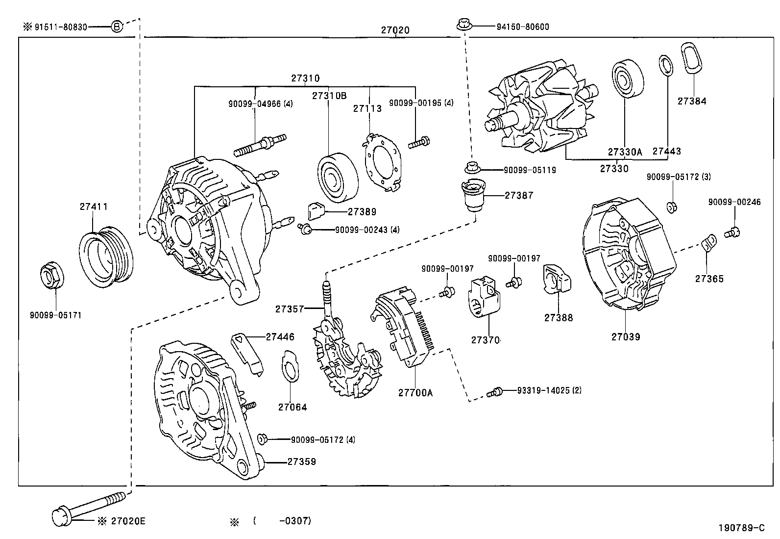 27310-22040 FRAME ASSY, DRIVE END, ALTERNATOR product image