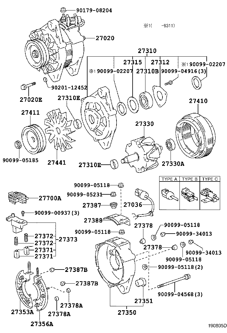 27060-58320 ALTERNATOR ASSY product image
