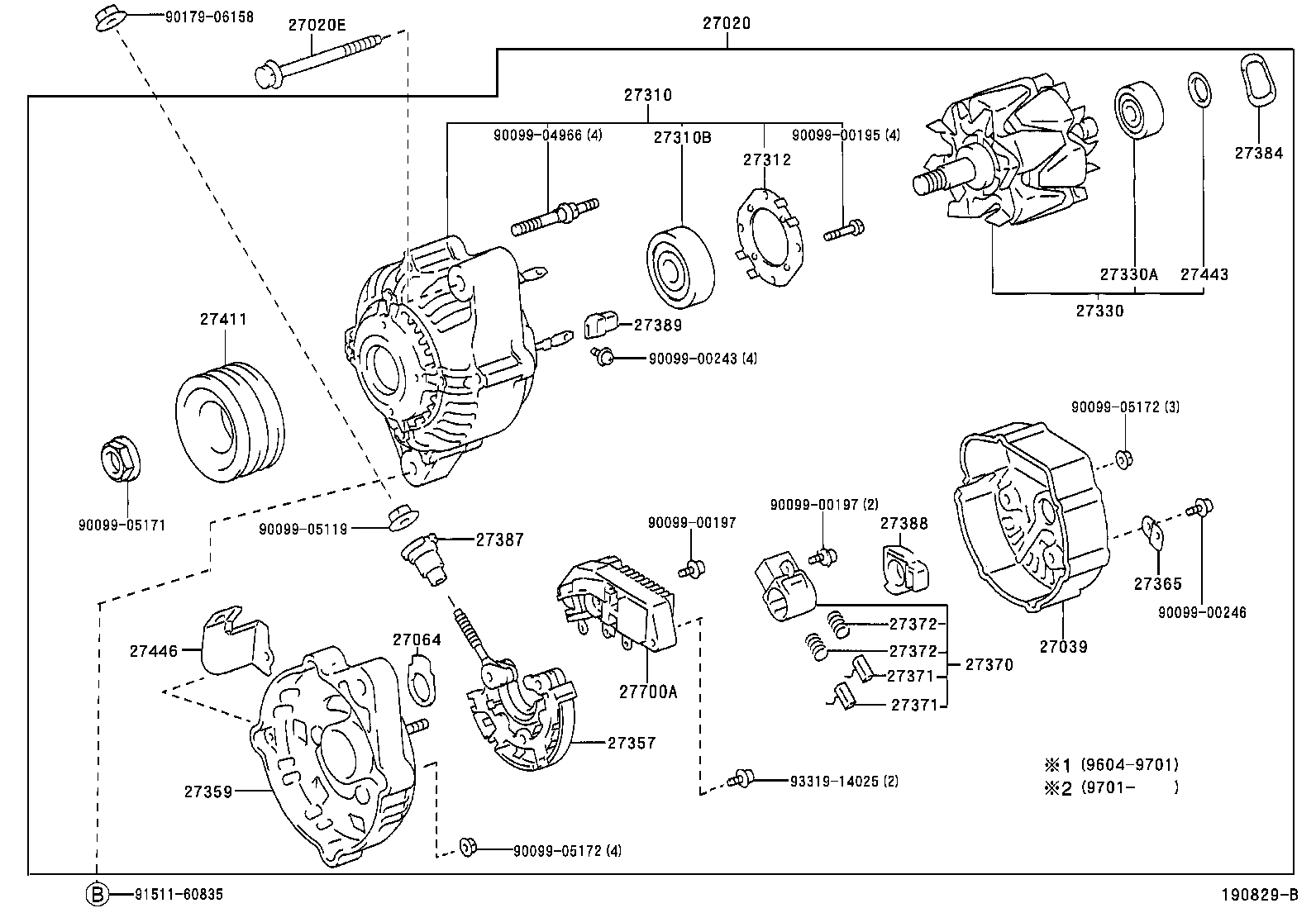 27310-67090 FRAME ASSY, DRIVE END, ALTERNATOR product image