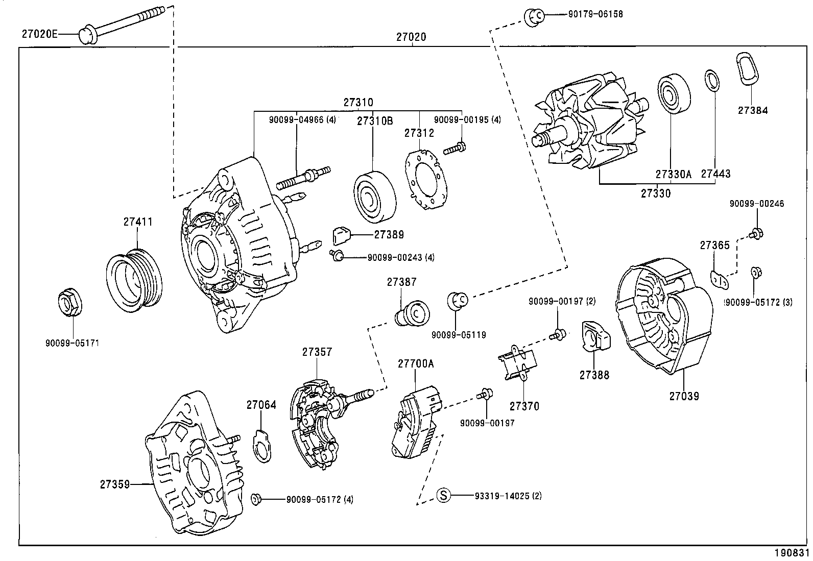 27310-62150 FRAME ASSY, DRIVE END, ALTERNATOR product image