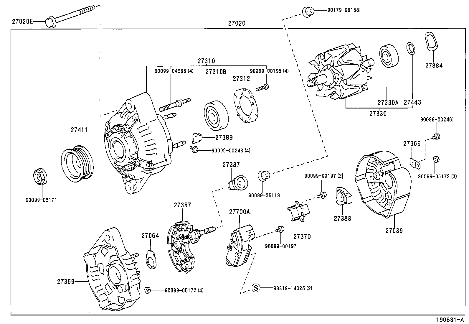 27310-67090 FRAME ASSY, DRIVE END, ALTERNATOR product image