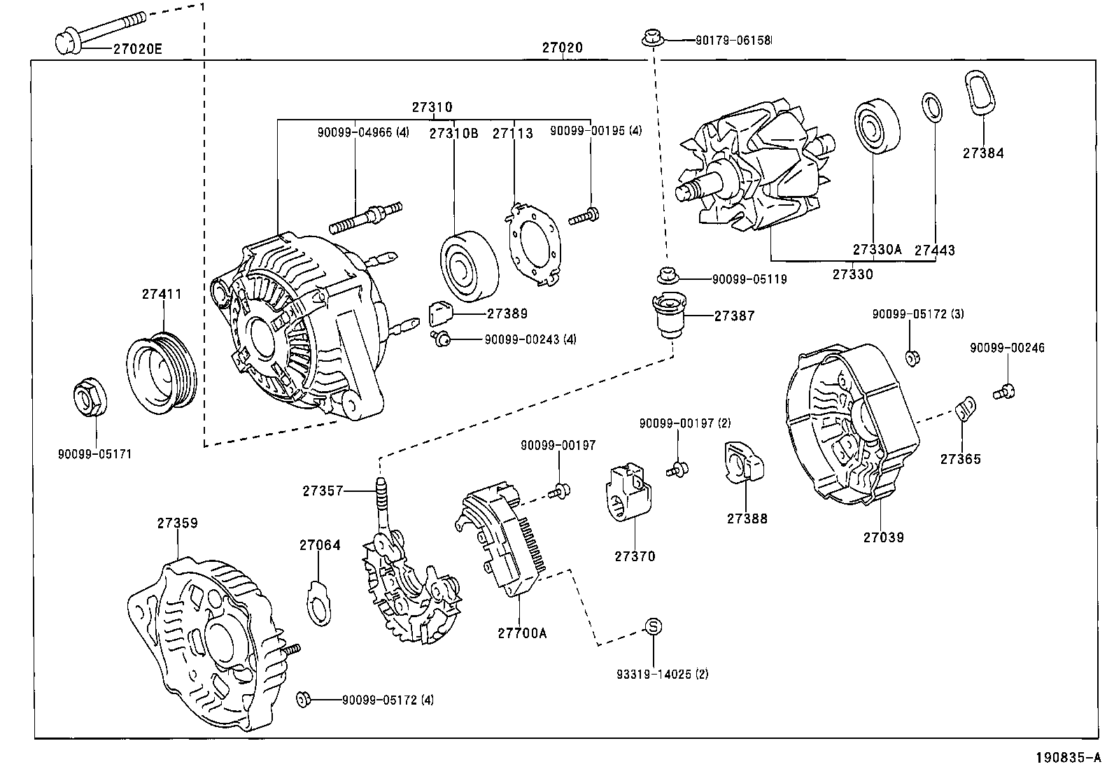 27310-70430 FRAME ASSY, DRIVE END, ALTERNATOR product image
