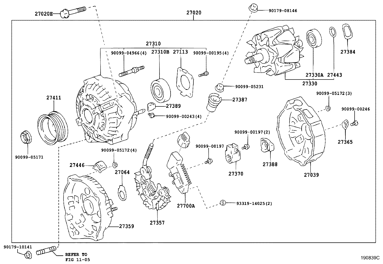 27310-70430 FRAME ASSY, DRIVE END, ALTERNATOR product image