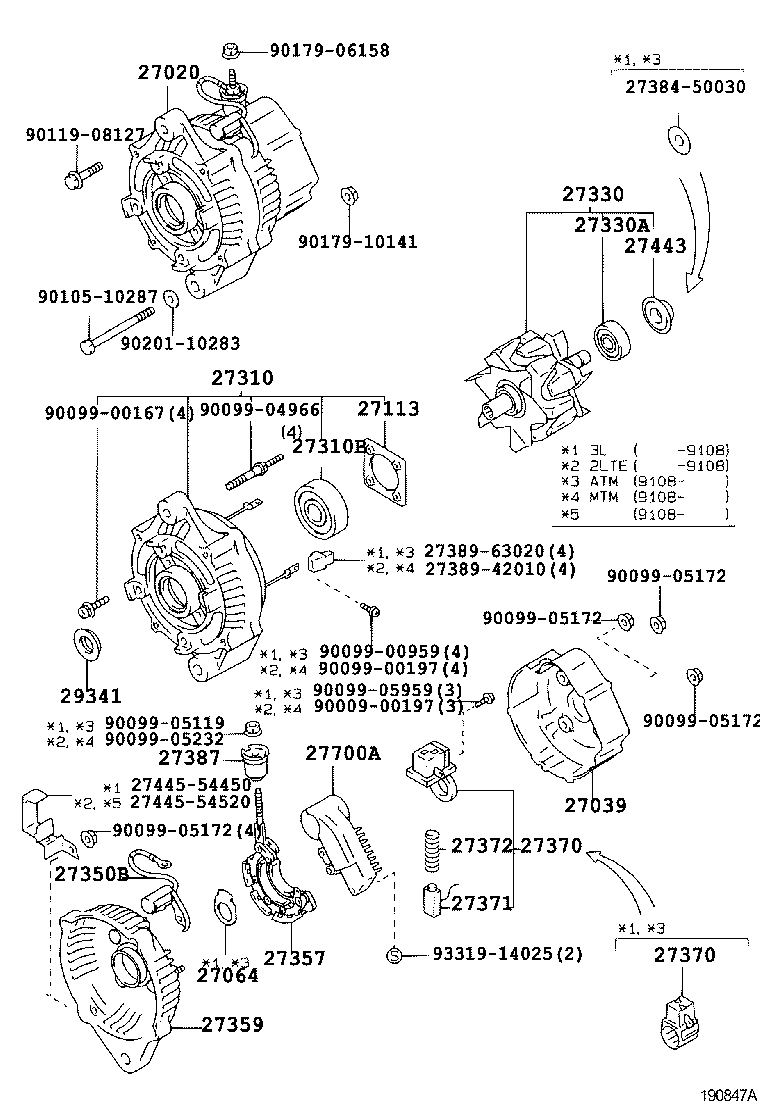 27310-67050 FRAME ASSY, DRIVE END, ALTERNATOR product image