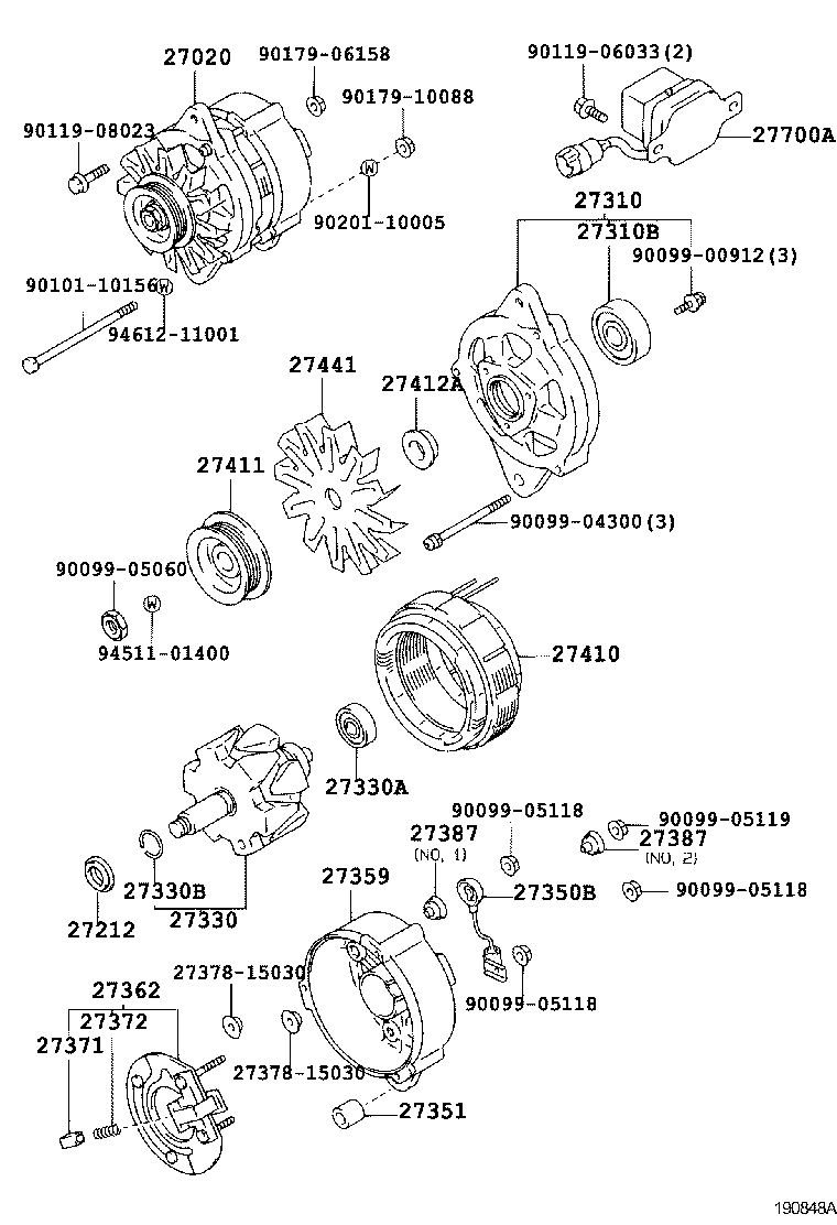 27310-67050 FRAME ASSY, DRIVE END, ALTERNATOR product image