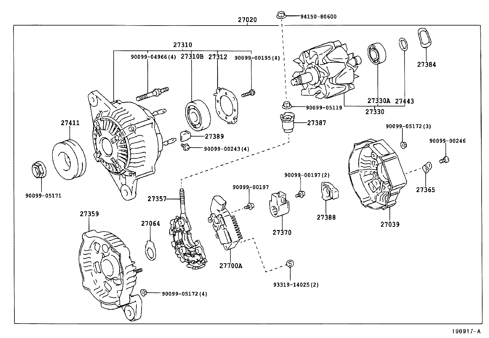 27310-64620 FRAME ASSY, DRIVE END, ALTERNATOR product image