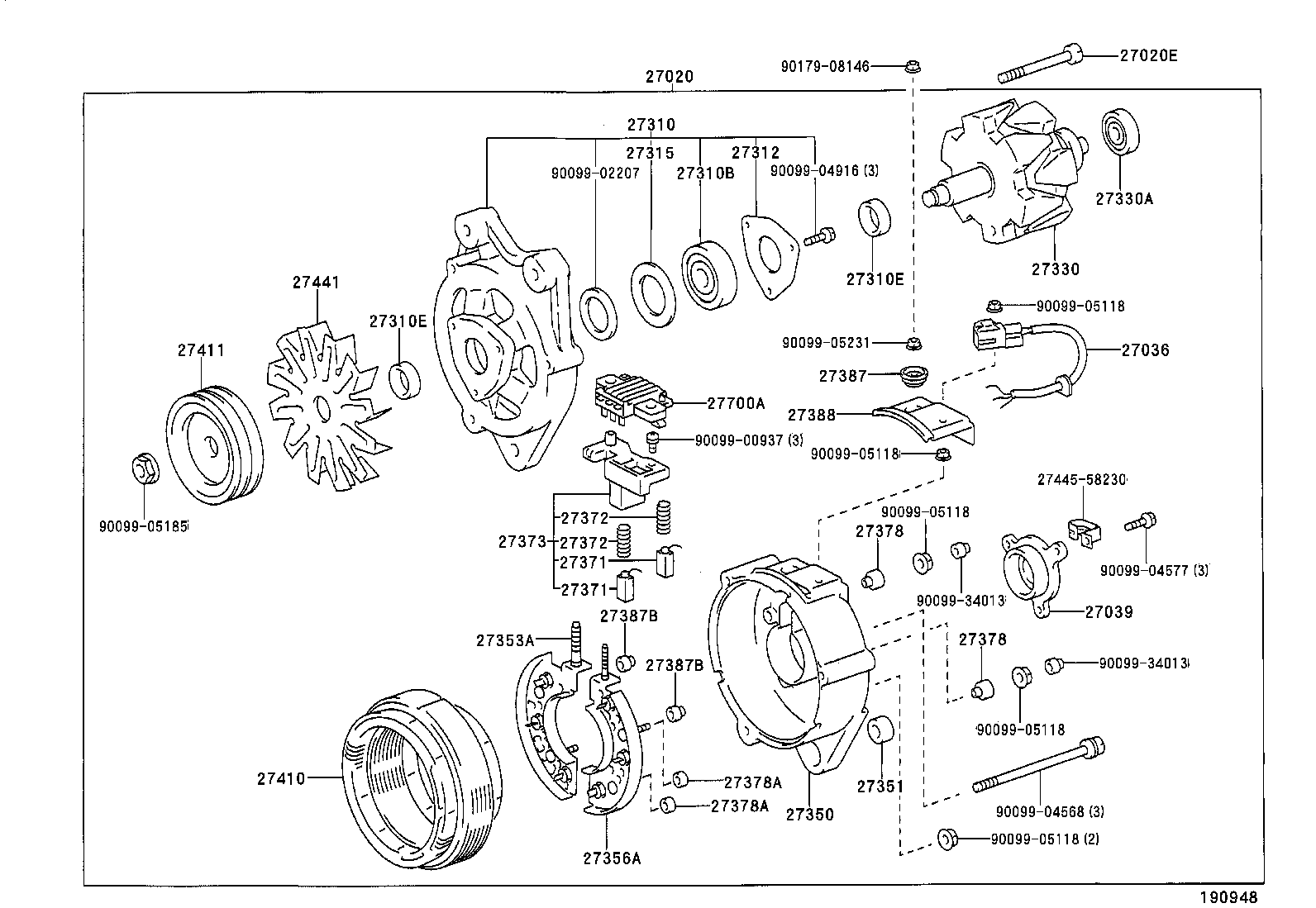 27060-89102 ALTERNATOR ASSY product image