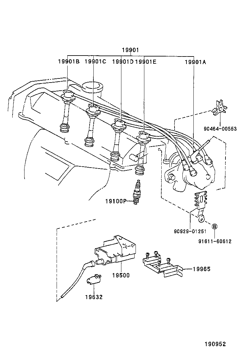 90919-15121 CORD, SPARK PLUG RESISTIVE, NO.2 product image