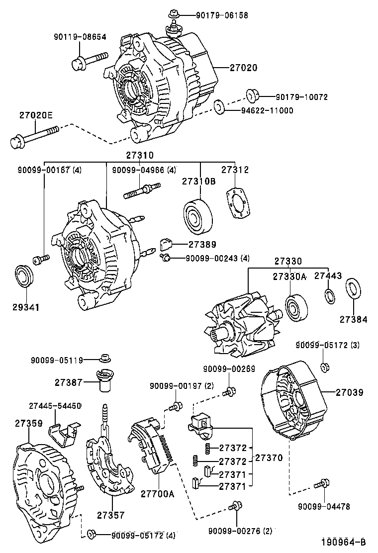 27310-54440 FRAME ASSY, DRIVE END, ALTERNATOR product image