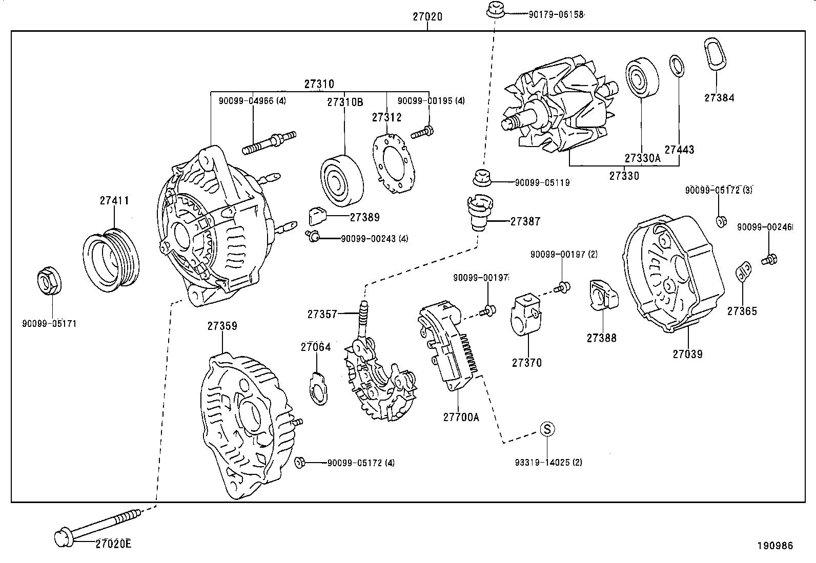 27310-62150 FRAME ASSY, DRIVE END, ALTERNATOR product image