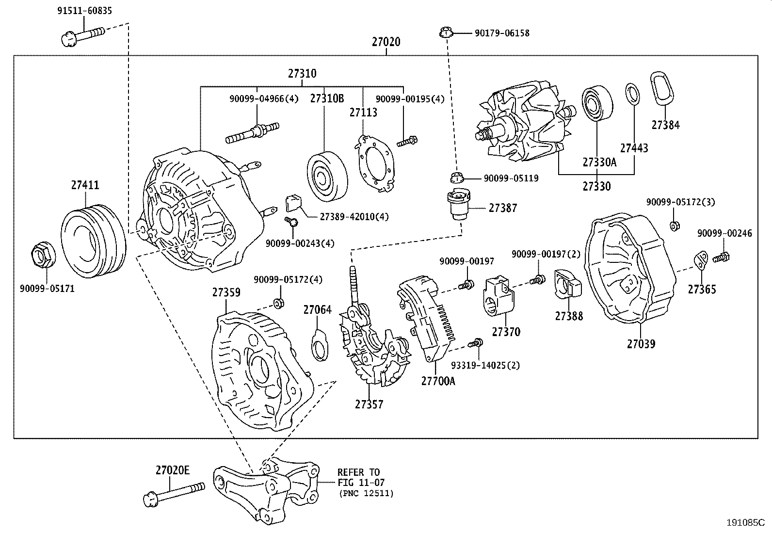 27060-54270 ALTERNATOR ASSY product image