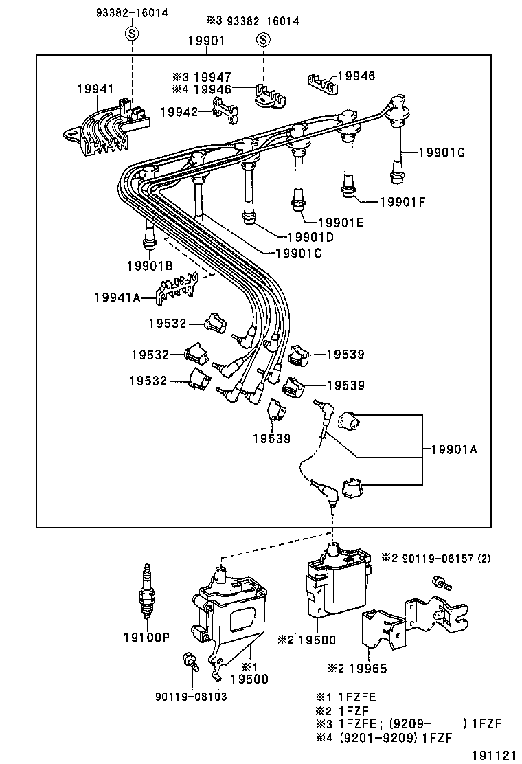 90919-21546 CORD SET, COIL & SPARK, W/RESISTIVE product image
