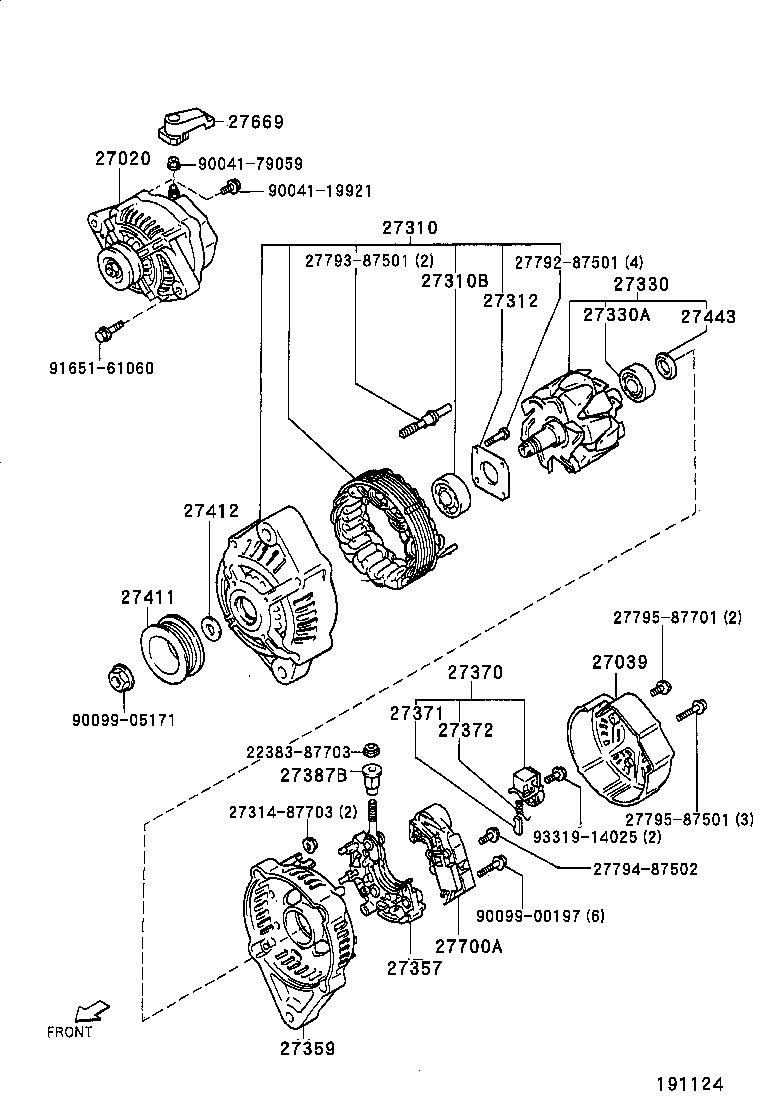 27310-97203 FRAME ASSY, DRIVE END, ALTERNATOR product image