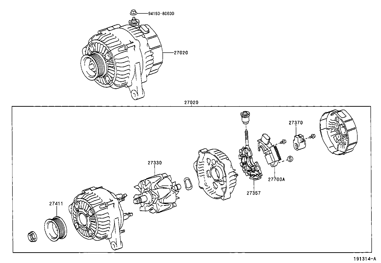 27060-20200 ALTERNATOR ASSY product image