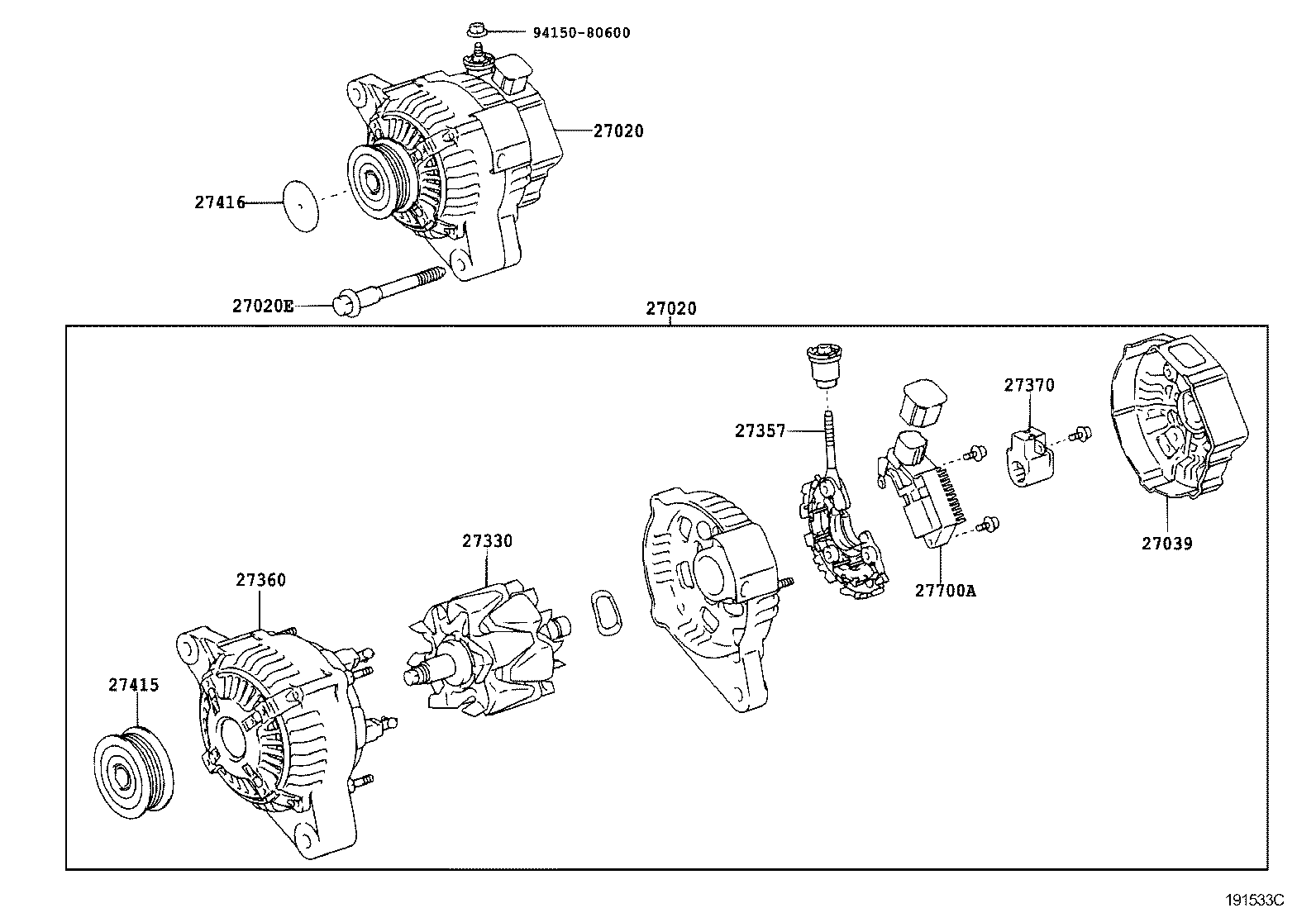 27060-33071 ALTERNATOR ASSY product image