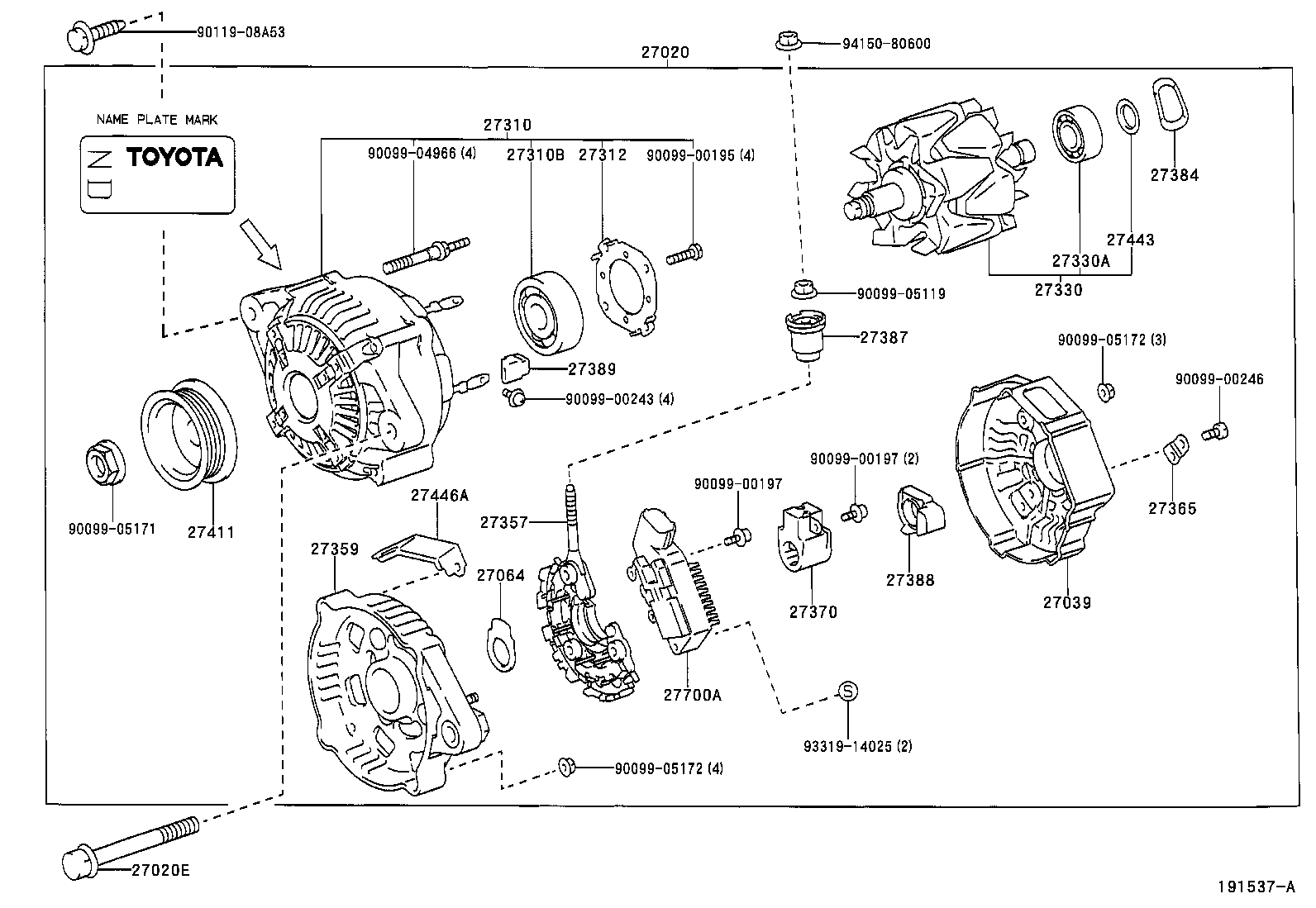 27060-21011 ALTERNATOR ASSY product image