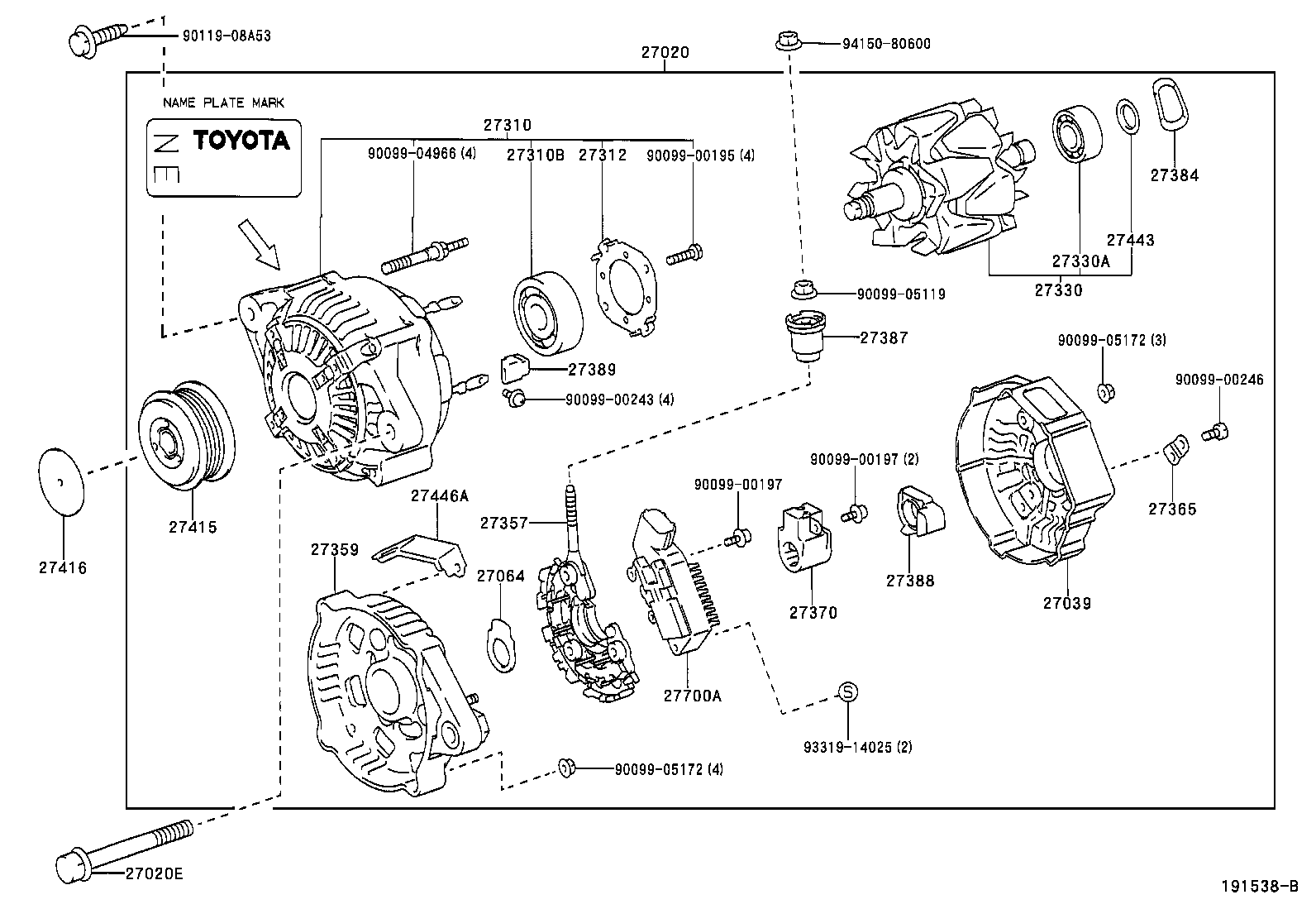 27060-21011 ALTERNATOR ASSY product image