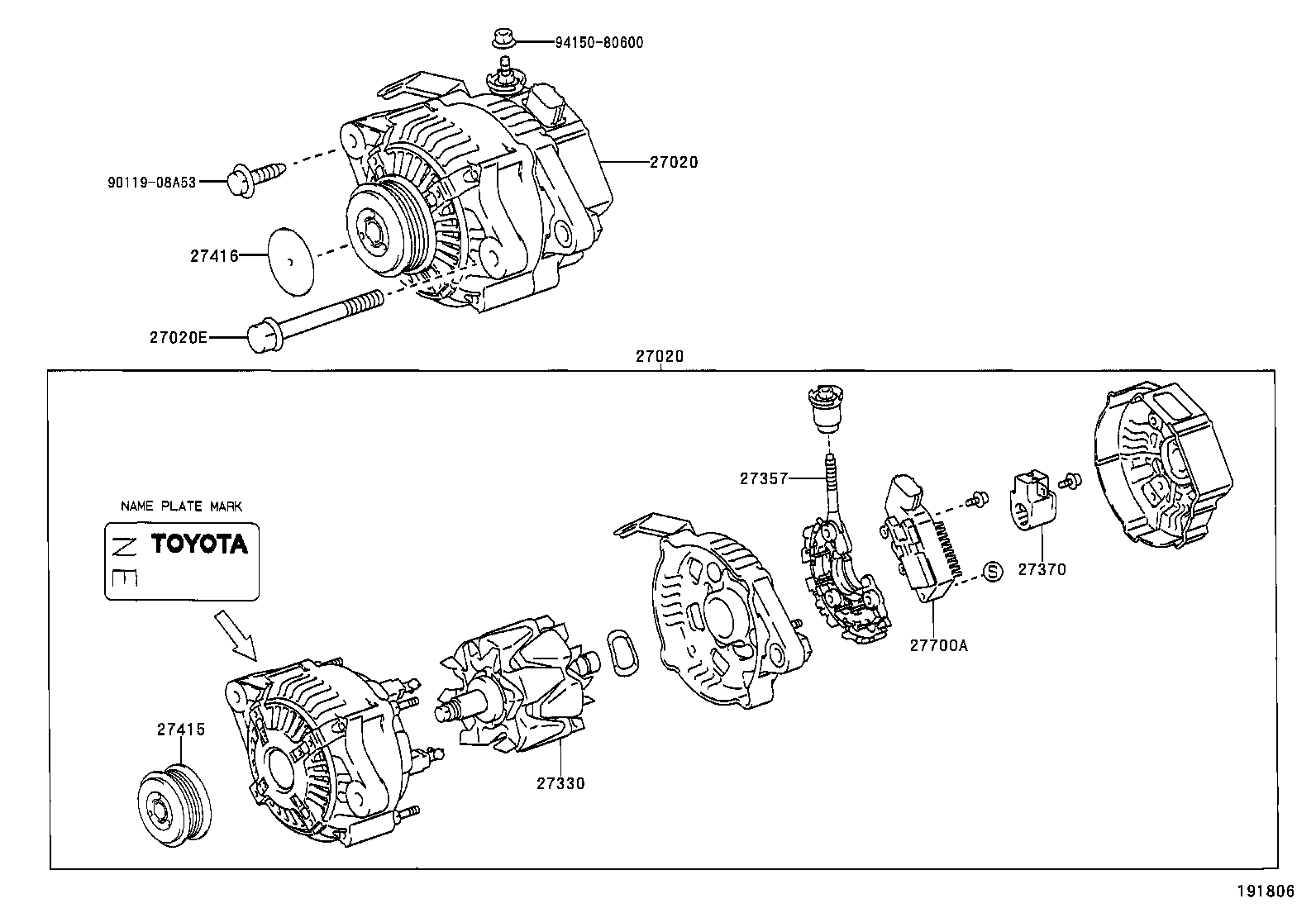27060-21011 ALTERNATOR ASSY product image