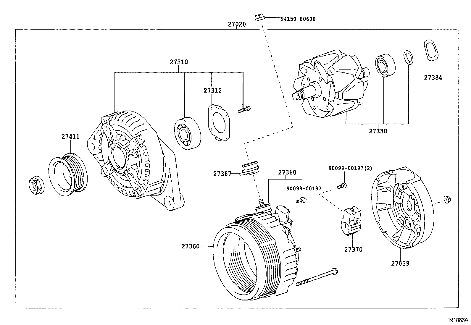 27060-20270 ALTERNATOR ASSY product image