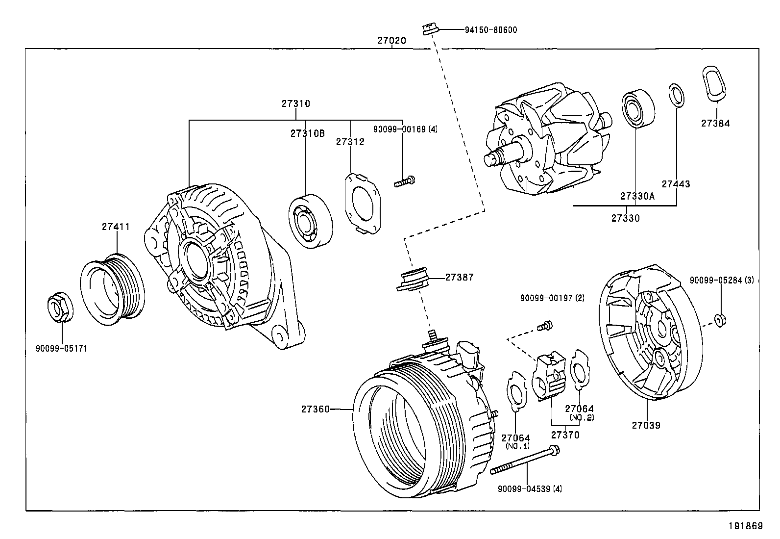27060-20270 ALTERNATOR ASSY product image
