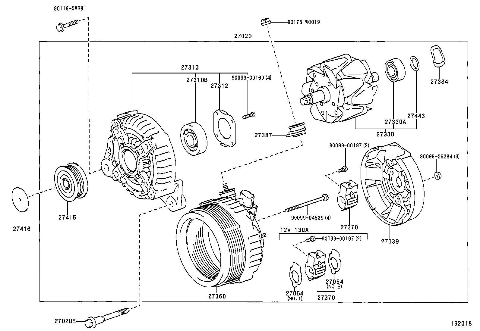 27310-27090 FRAME ASSY, DRIVE END, ALTERNATOR product image