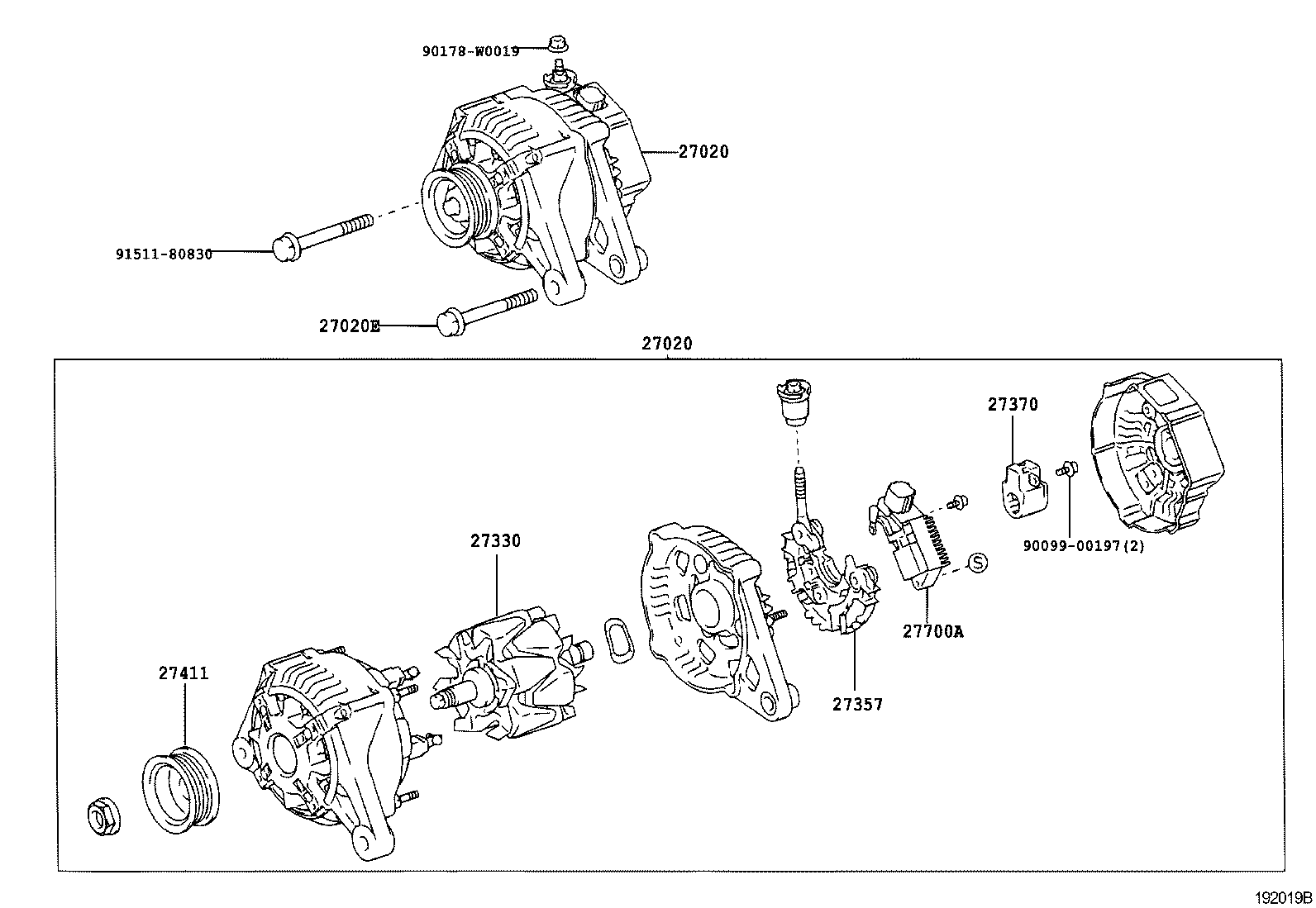 27310-27090 FRAME ASSY, DRIVE END, ALTERNATOR product image